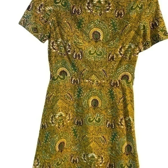 Vintage hand printed batik cotton button down paisley dress - Picture 12 of 13